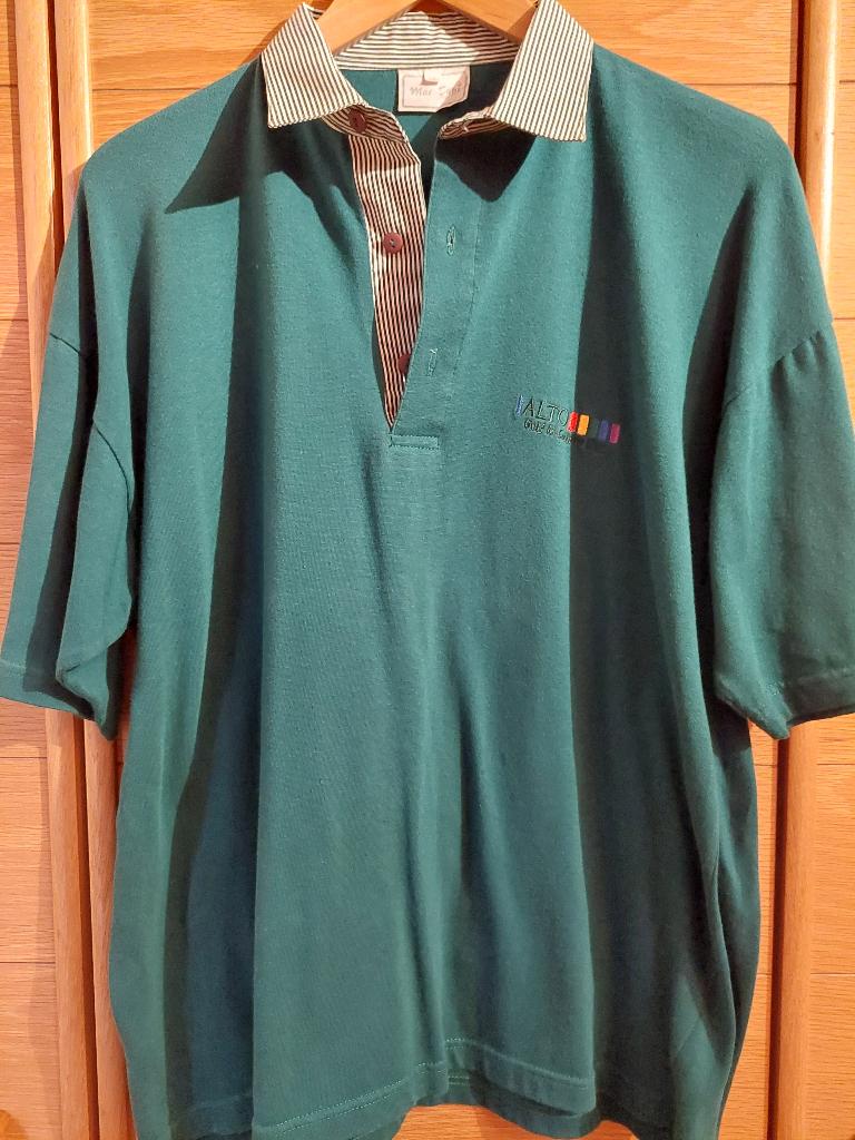Groene herenpolo met gestreept kraagje - XL, Ophalen of Verzenden, Golf&Country Club “Alto”, Groen, Maat 56/58 (XL)