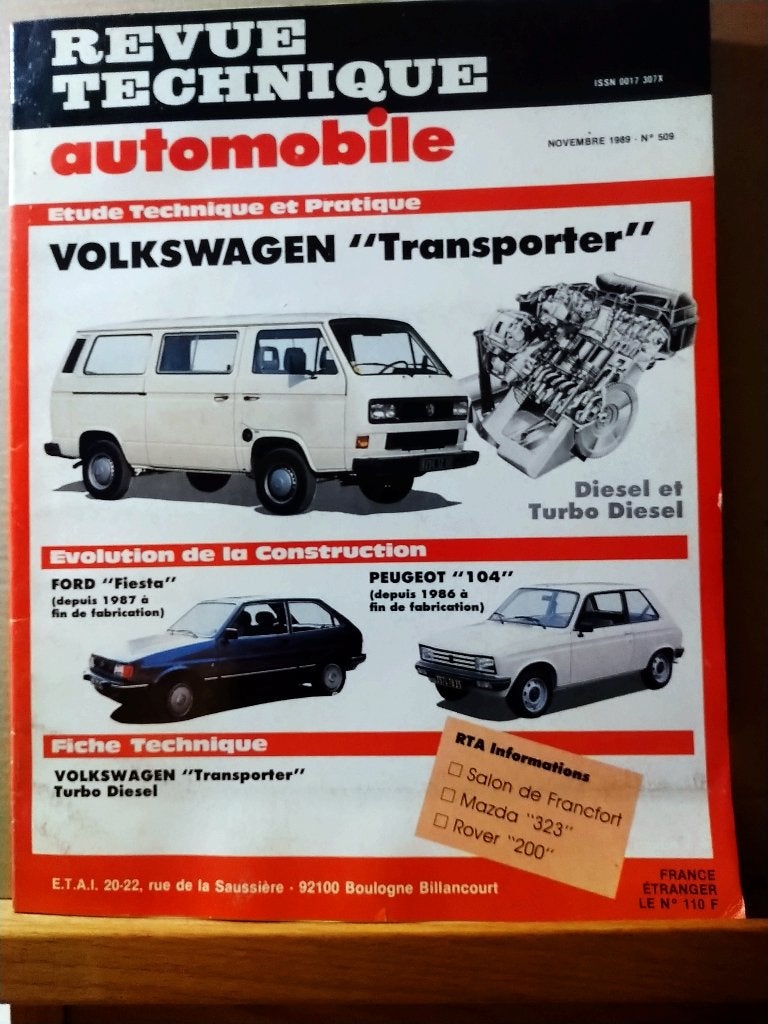 RTA 509 - VW Transporter - Novembre 1989, Enlèvement ou Envoi
