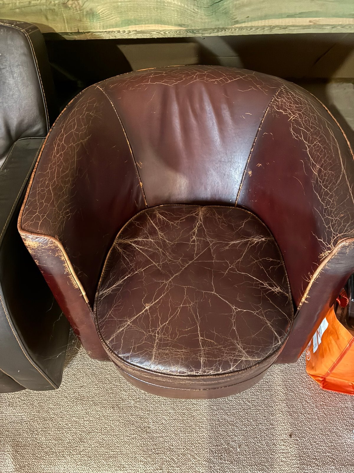 Leren vintage club zetel, Huis en Inrichting, Ophalen, Gebruikt, Leer
