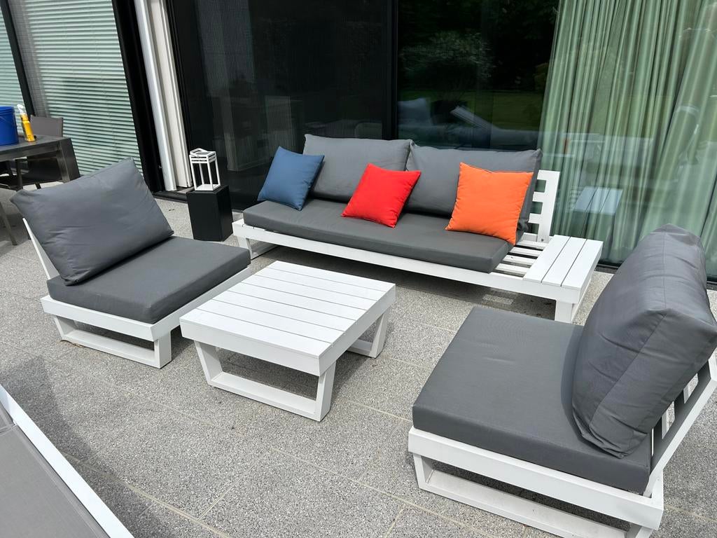 Loungezetel bristol wit met lichtzetel en grote opslagbak, Tuin en Terras, Tuinsets en Loungesets, Ophalen, Zo goed als nieuw