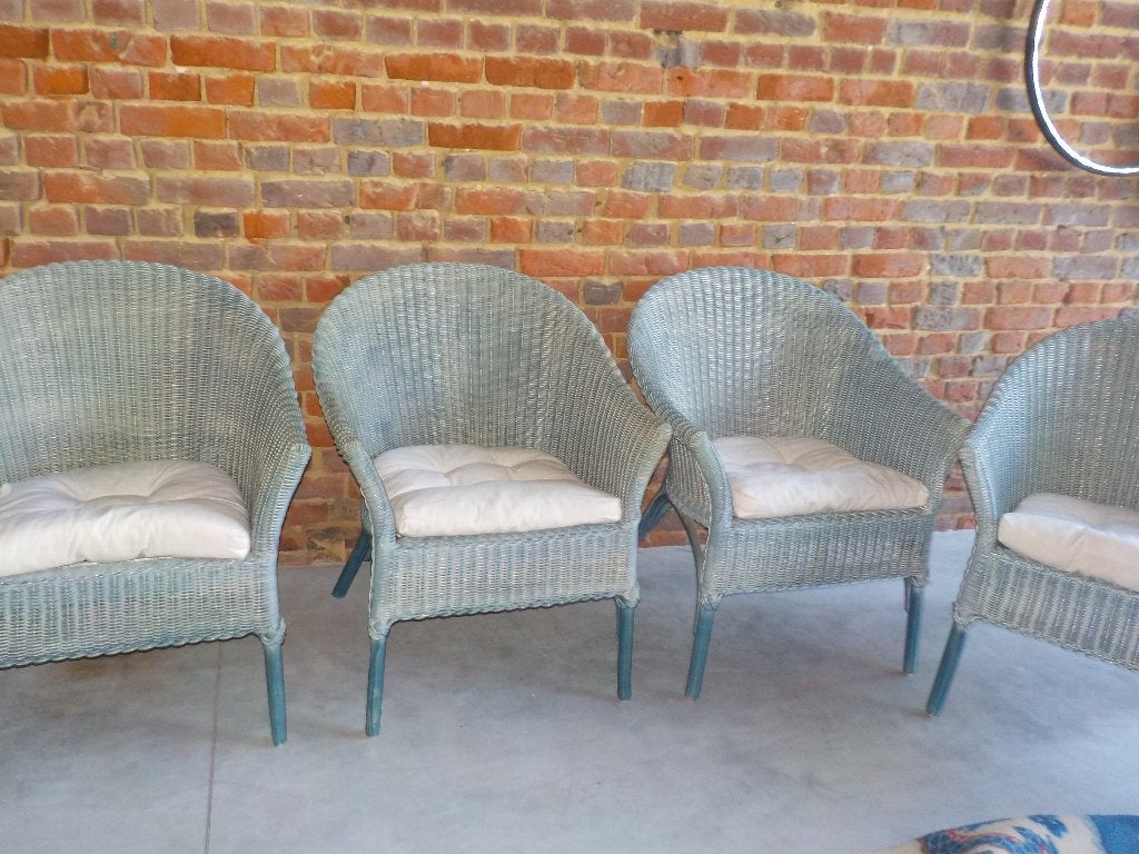 Set van 4 rotan stoelen, Maison & Meubles, Chaises, Enlèvement, Bleu