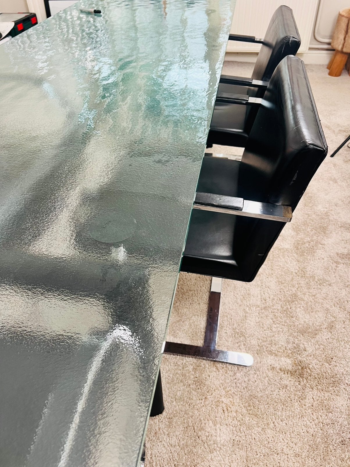 Table en verre givré Cassina Le Corbusier LC6, Le Corbusier LC6, Comme neuf, Verre, Enlèvement