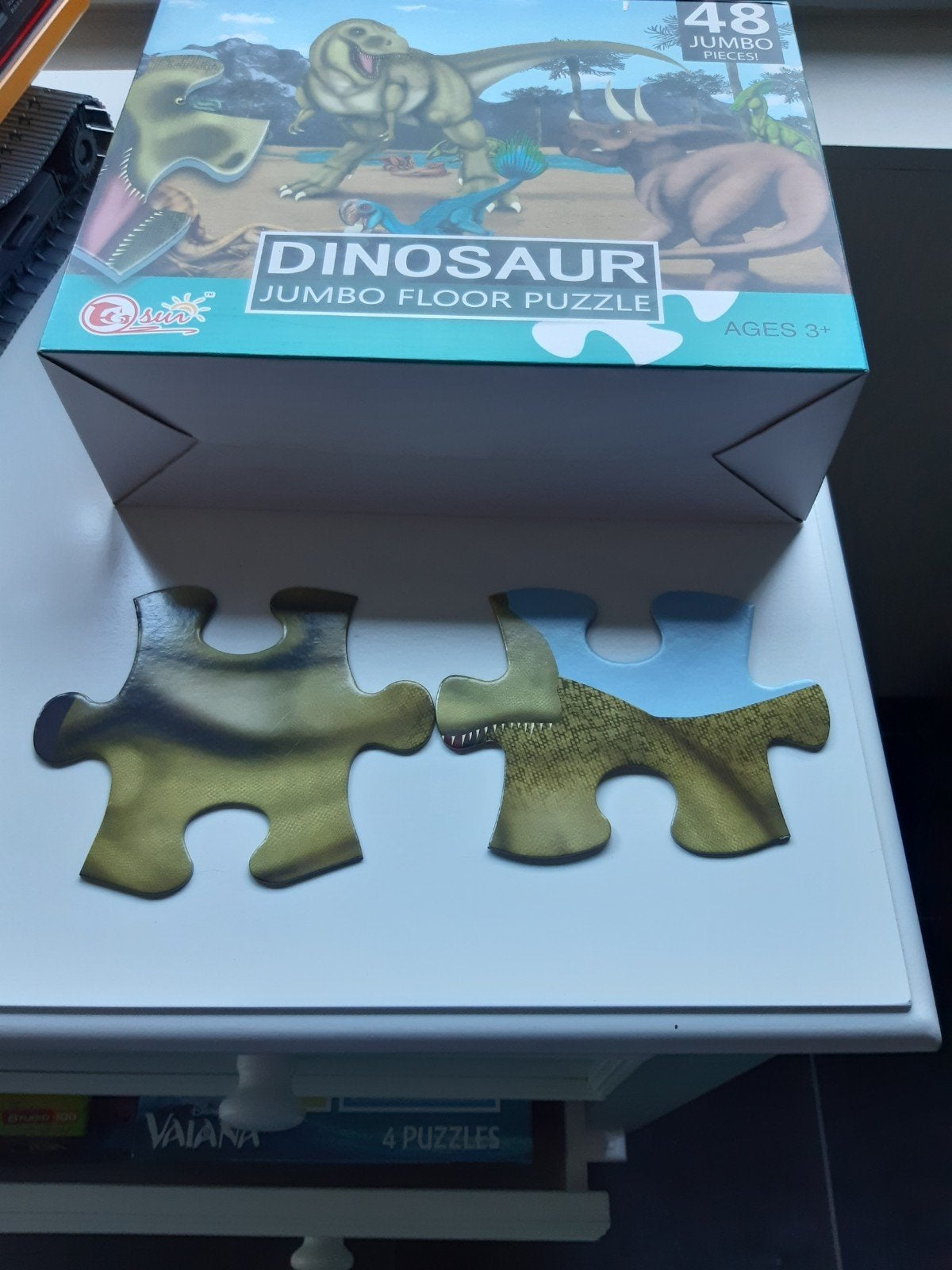 grondpuzzel Dino 48 grote stukken, Ophalen, 10 tot 50 stukjes, Zo goed als nieuw