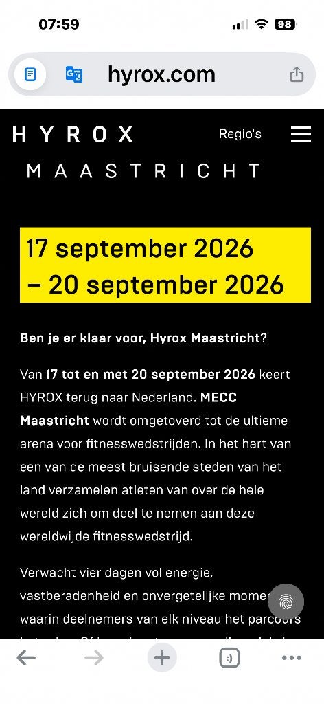 Hyrox ticket double open mixed Maastricht 18 sept, Tickets & Billets, Deux personnes