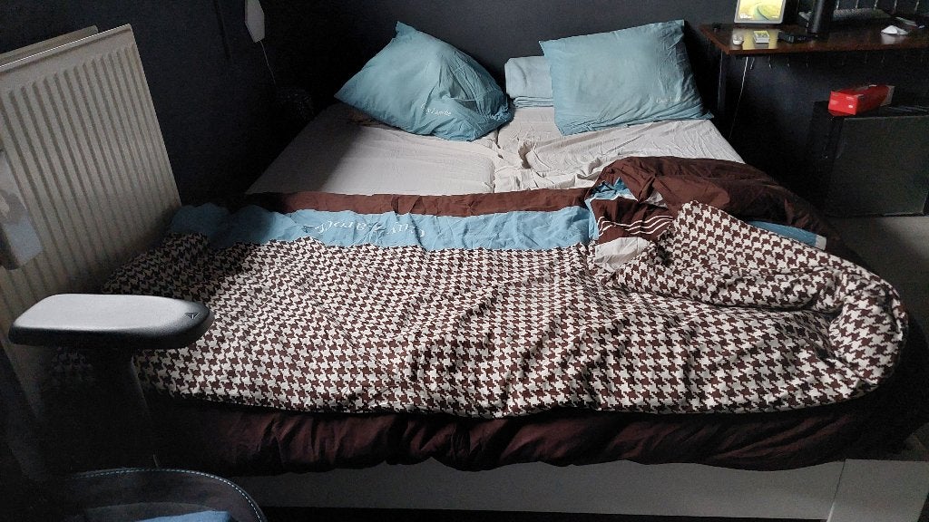 Tweepersoonsbed, Huis en Inrichting, Ophalen, Gebruikt, Wit, Tweepersoons