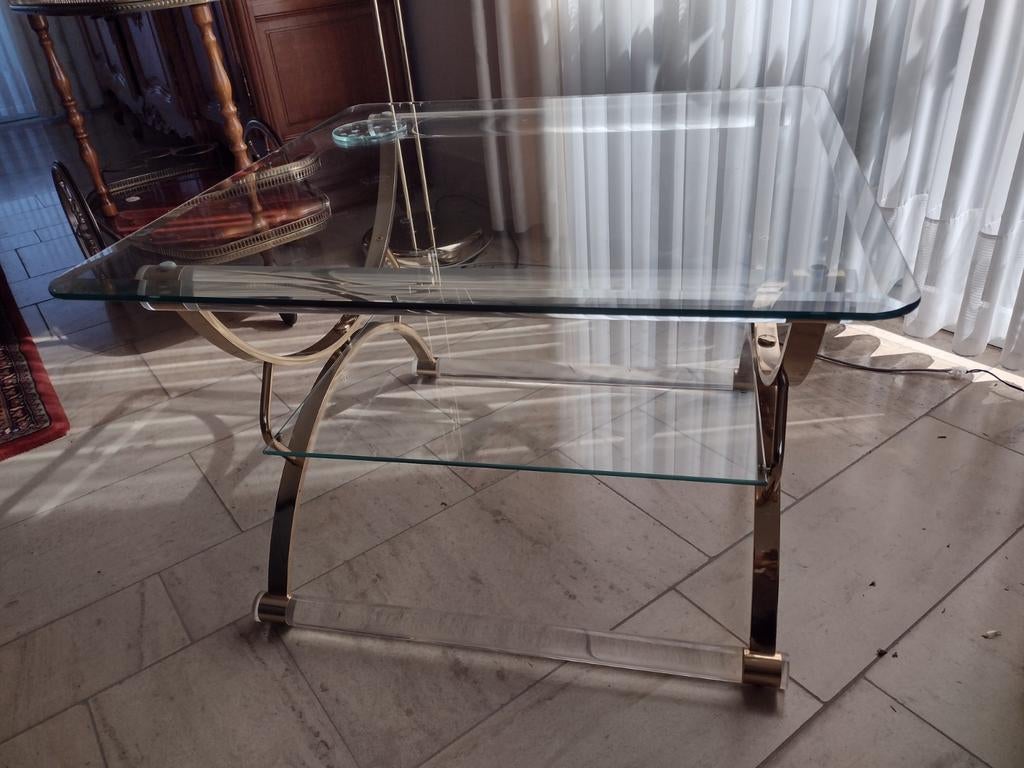 Bijzettafel of kleine salontafel in glas, 50 tot 100 cm, Vierkant, 50 tot 100 cm, Ophalen