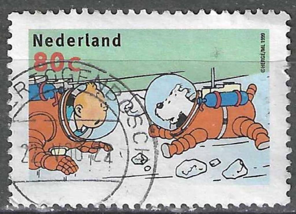 Pays-Bas 1999 - Yvert 1711 - Tintin sur la lune (ST), Timbres & Monnaies, Envoi, Affranchi