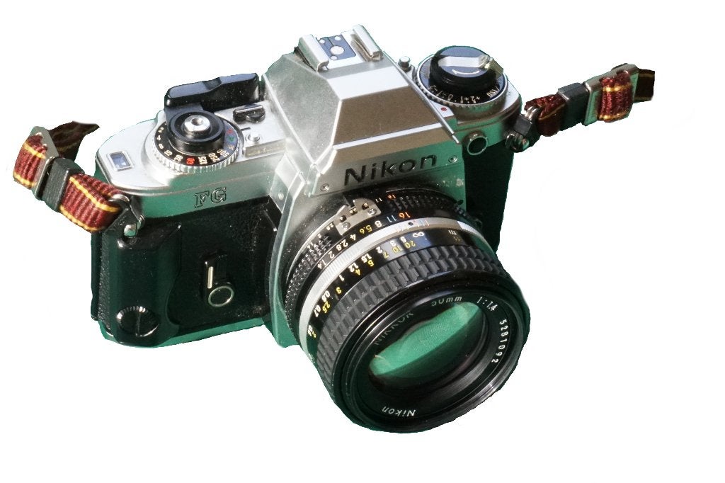 Nikon FG en drie lenzen, Audio, Tv en Foto, Ophalen, Gebruikt, Spiegelreflex, Nikon