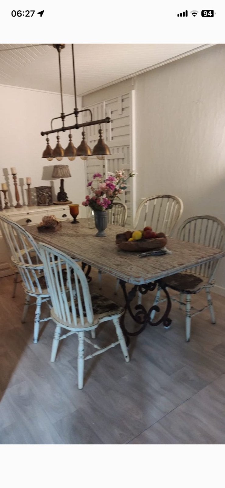 Ijzeren tafel met houten tablet, Ophalen, Gebruikt