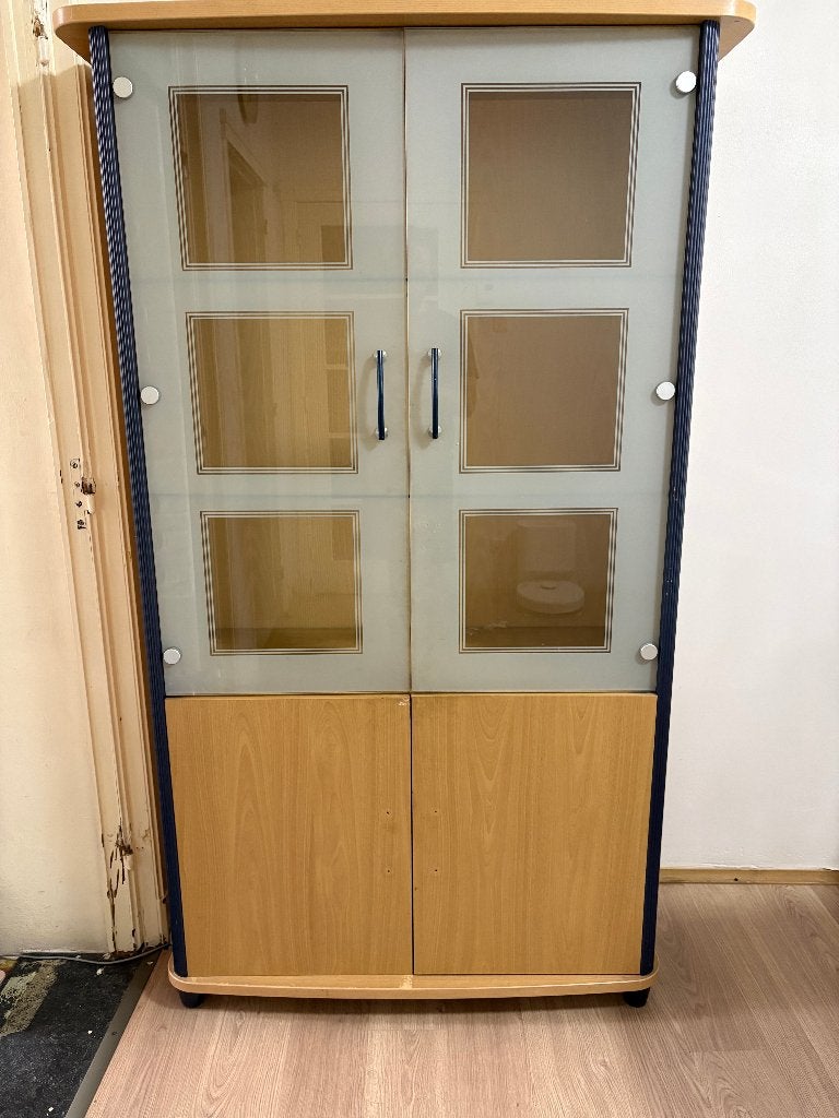 Vitrinekast / wandkast met glazen deuren, Huis en Inrichting, Ophalen, Met plank(en), Gebruikt, 100 tot 150 cm
