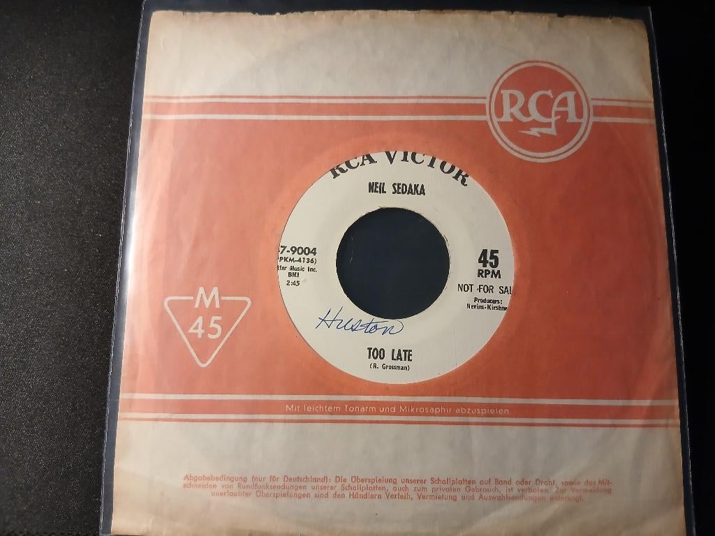 Neil Sedaka ‎– Too Late - '7 " Popcorn ", 7 inch, Single, Ophalen of Verzenden, Zo goed als nieuw