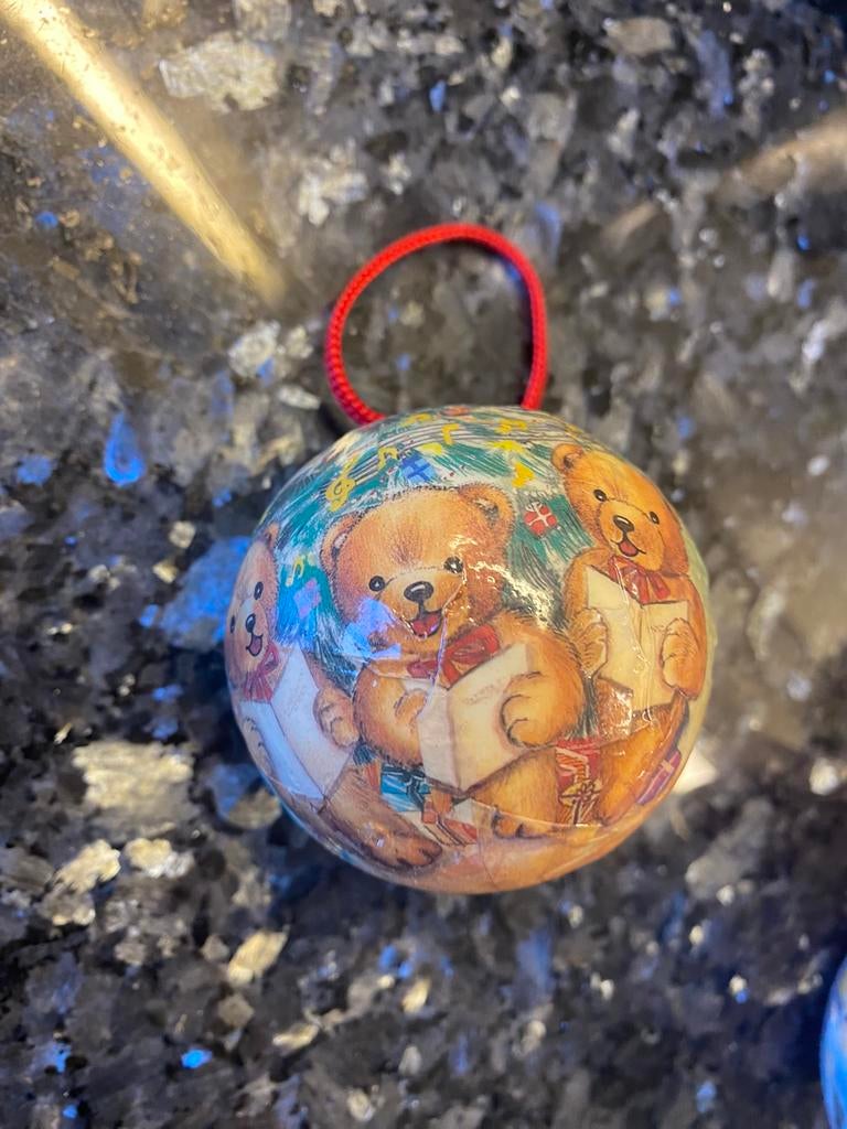 Rétro Vintage kerstbal met beertjes, Diversen, Kerst, Ophalen of Verzenden, Zo goed als nieuw