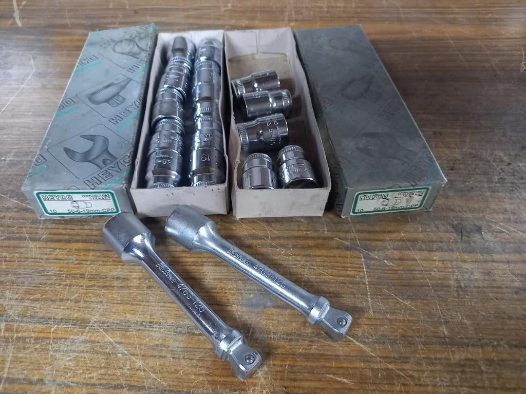 15 st zeskantdop 19mm 1/2" - 2 verlengstukken 125 mm 1/2", Ophalen, Nieuw