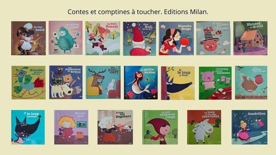 Lot de 20 contes et comptines à toucher. Editions Milan, Enlèvement, Comme neuf