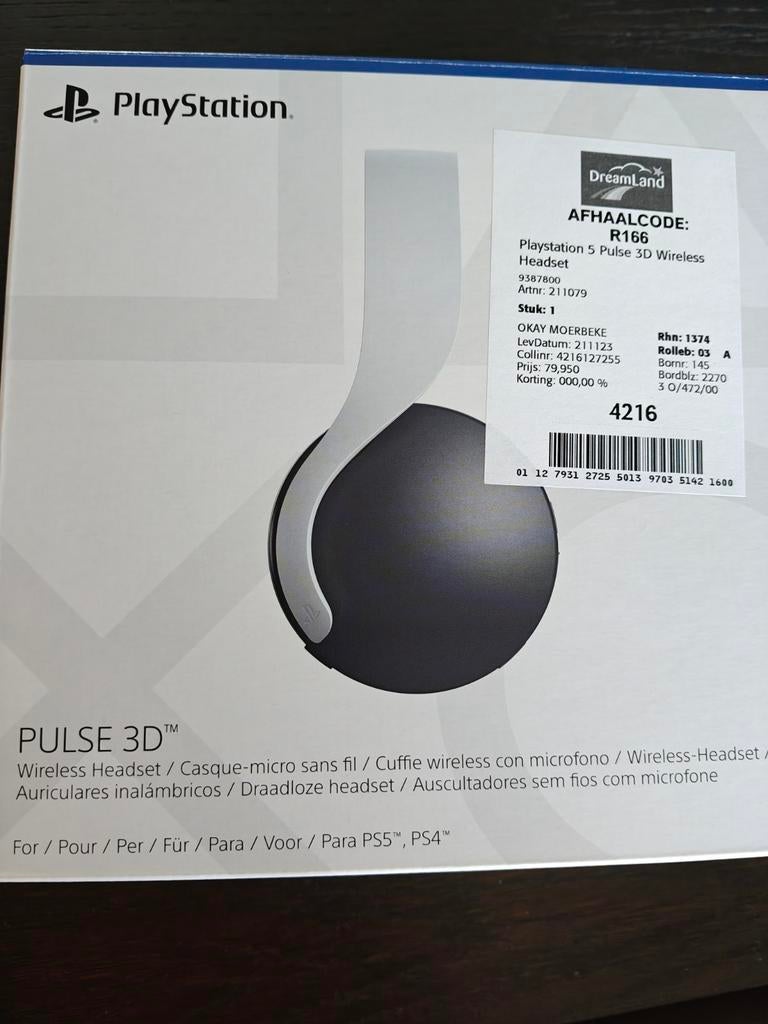 Playstation Sony Pulse 3D, Ophalen, Op oor (supra aural), Sony, Draadloos