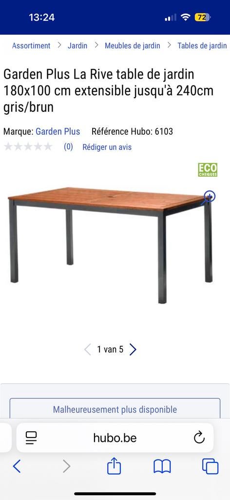 Table de jardin neuve encore emballée, avec allonges, Enlèvement, Neuf