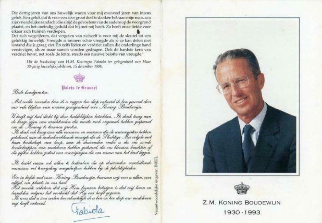 Carte de décès du roi Baudouin, Envoi, Utilisé