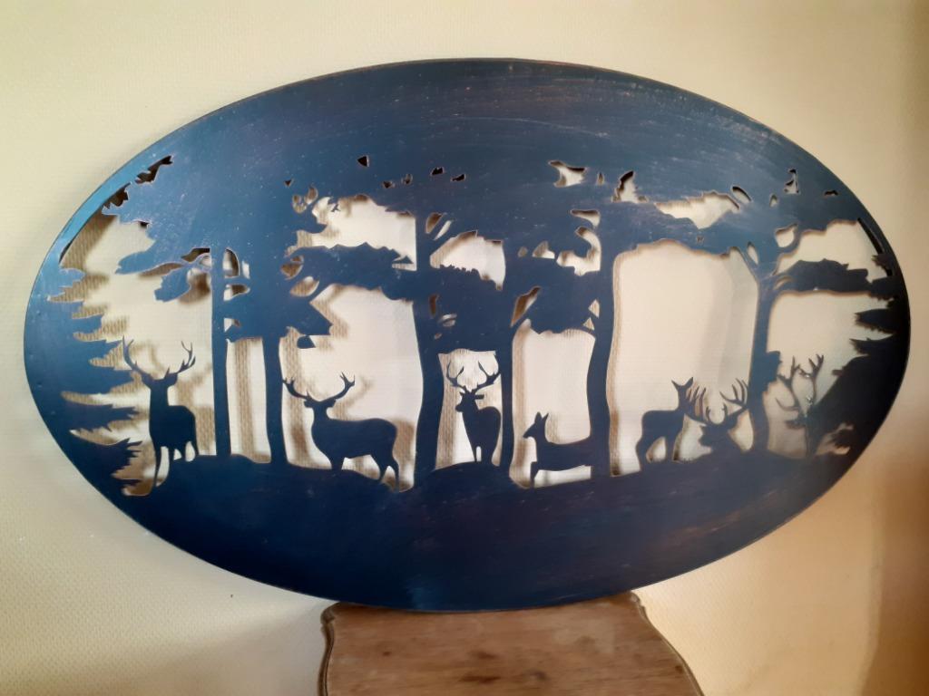 SUPERBE DECORATION MURALE EN METAL PATINE (les cerfs)., Enlèvement, Neuf