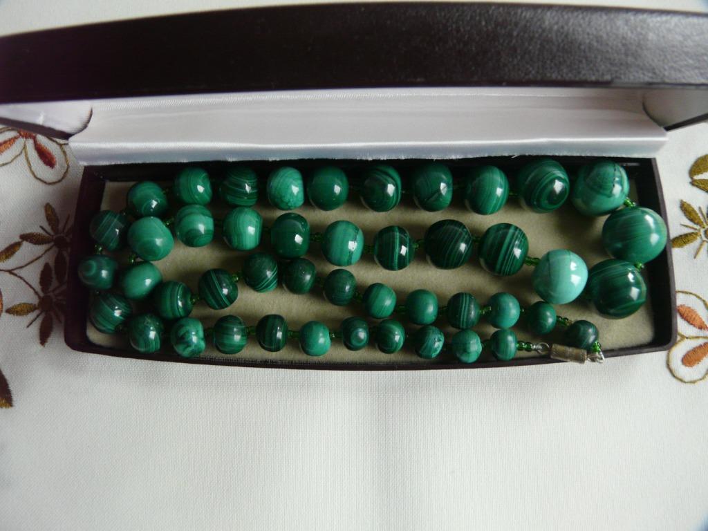 COLLIER EN PIERRE DE MALACHITE, Enlèvement ou Envoi, Neuf, Vert, Pierre ou Minéral