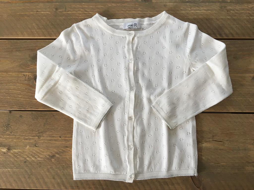LA REDOUTE, mooi wit vestje / cardigan maat 116 (als nieuw), Meisje, Ophalen of Verzenden, Zo goed als nieuw, Trui of Vest