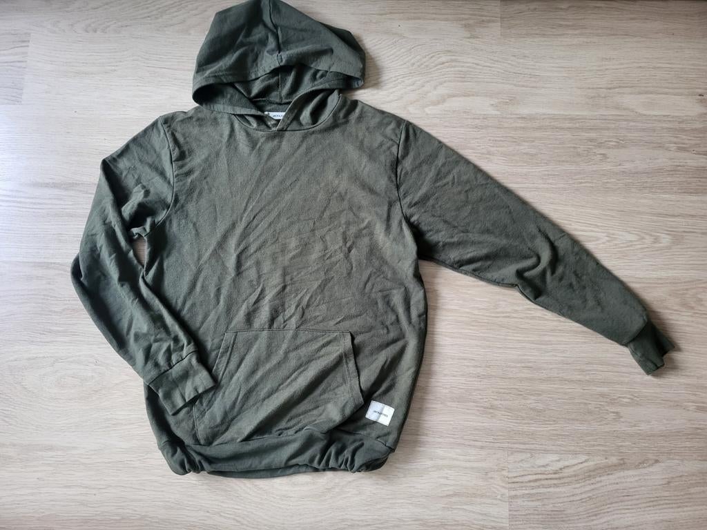 Kaki hoodie met kap (Jack&Jones, maat M), Kleding | Heren, Jassen | Zomer, Maat 48/50 (M), Jack&Jones, Ophalen of Verzenden, Gedragen