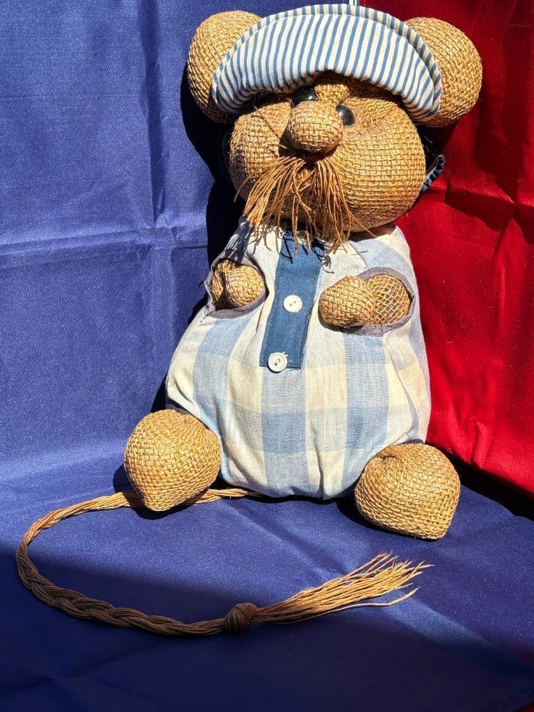 Aparte jute muis knuffel met blauwe kleding OUD, Enlèvement ou Envoi