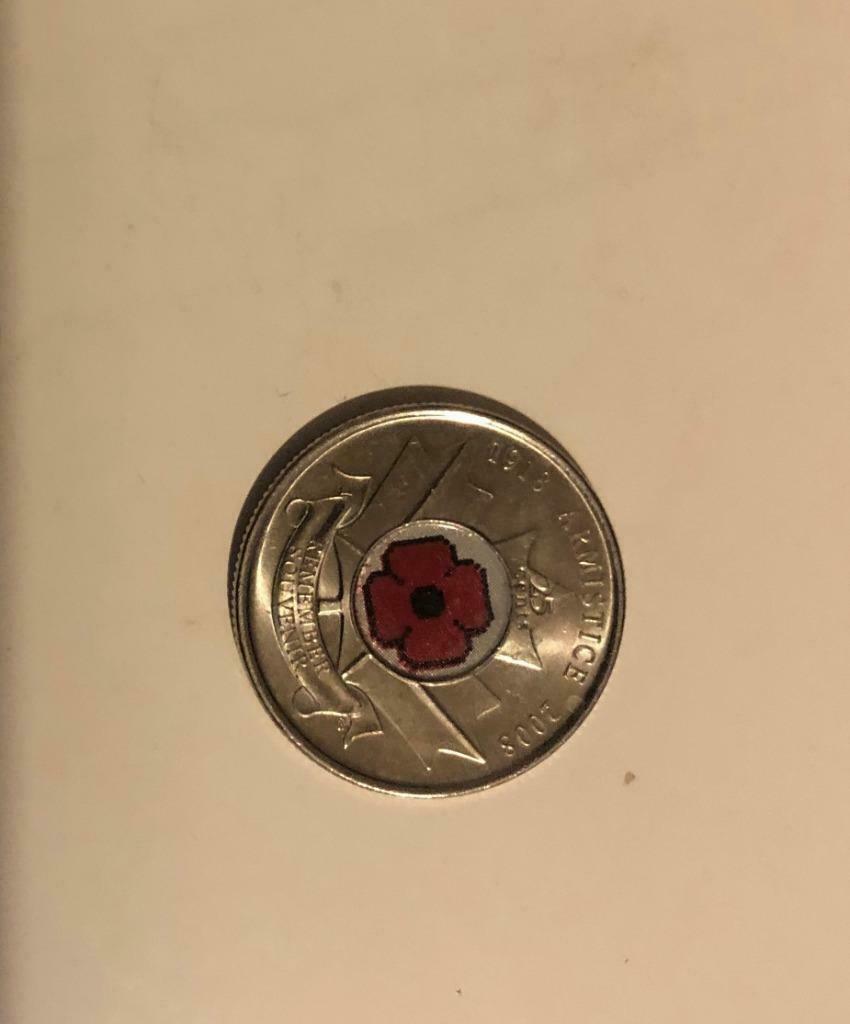 Canada 25 cents Armistice 2008, Ophalen of Verzenden, Noord-Amerika, Losse munt