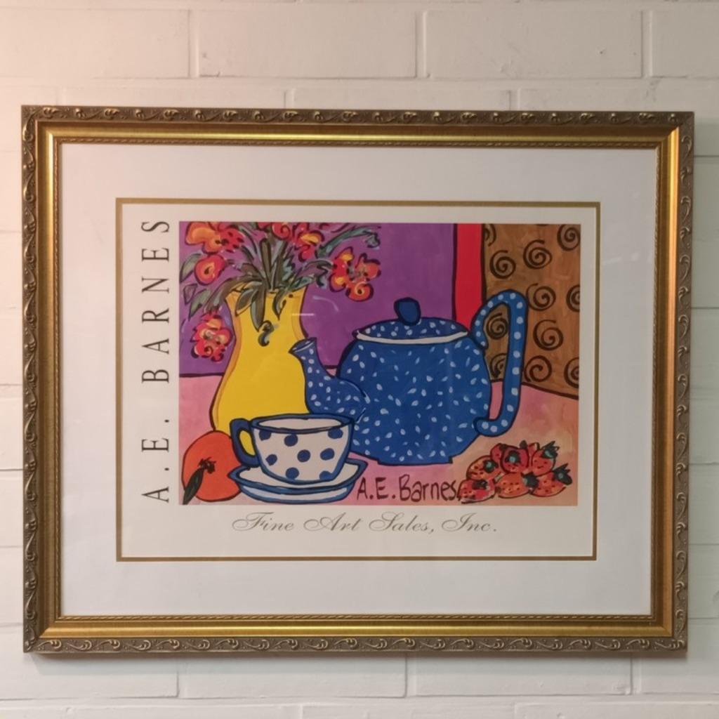 A.E.Barnes (XXeeuw) - kleurenlitho/ poster in mooie kader, Antiek en Kunst, Ophalen