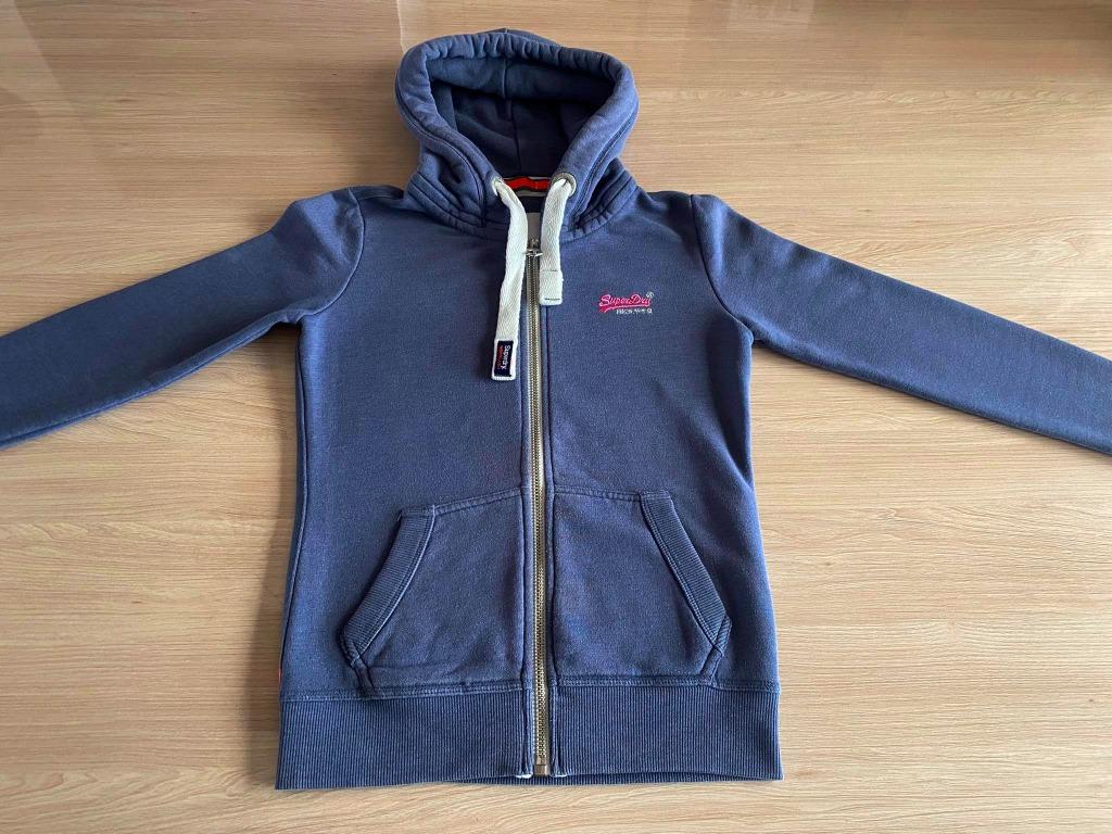 blauwe trui met kap - Superdry - maat xxs / 158, Superdry, Gebruikt, Meisje, Trui of Vest