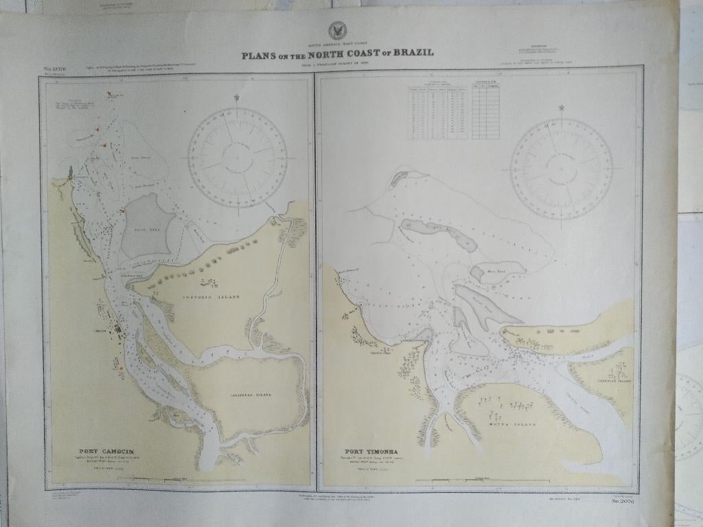 4 US navy zeekaarten 1920-1930, Ophalen of Verzenden, Gebruikt, Kaart, Foto of Prent