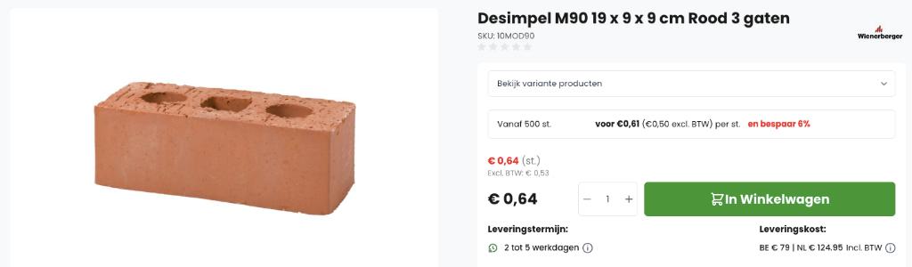 snelbouwsteen 19x9x9, Doe-het-zelf en Bouw, Ophalen