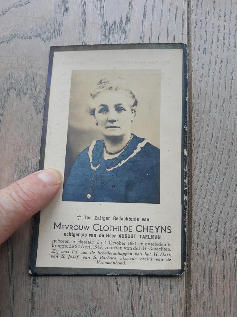 Oud bp : Heestert 1881-Brugge 1949, Cheyns Clotilde, Ophalen of Verzenden