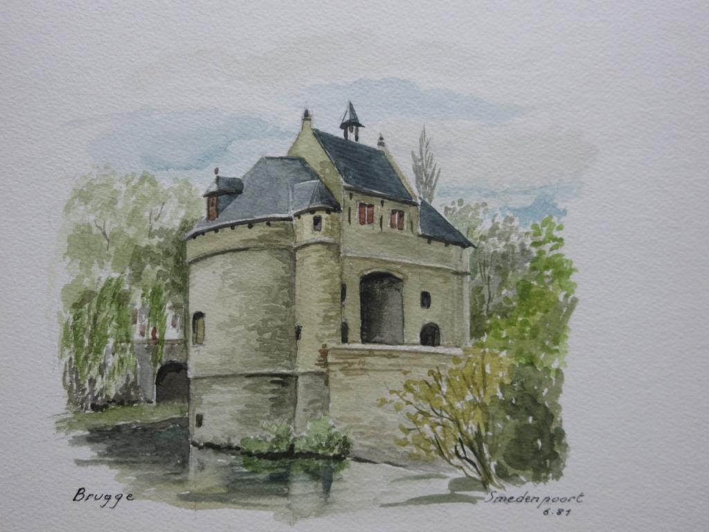 3 aquarelles de Bruges par L. Boschmans, Antiquités & Art, Enlèvement ou Envoi