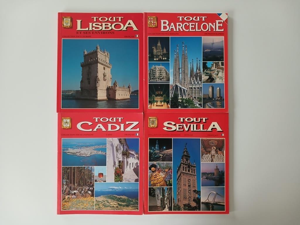 4 guides TOUT : LisboA BarcelonE CadiZ SevillA (en français), Autres marques, Enlèvement, Utilisé, Collectif