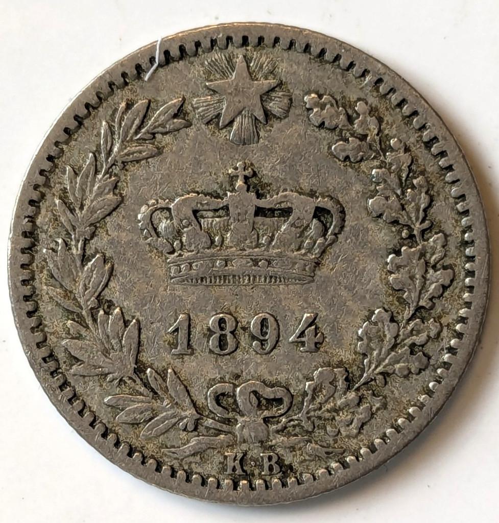 Italiaanse munt: 20 centesimi 1894 K.B., Ophalen of Verzenden, Italië, Losse munt