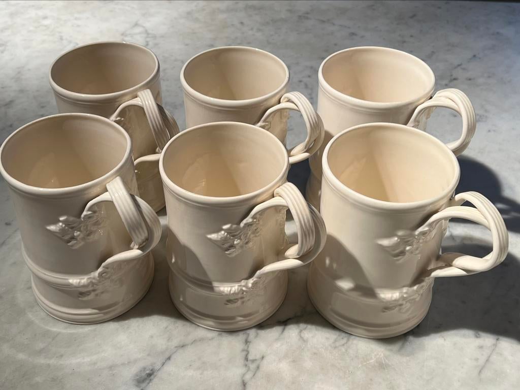 Royal Creamware England - beer mugs (set van 6), Ophalen