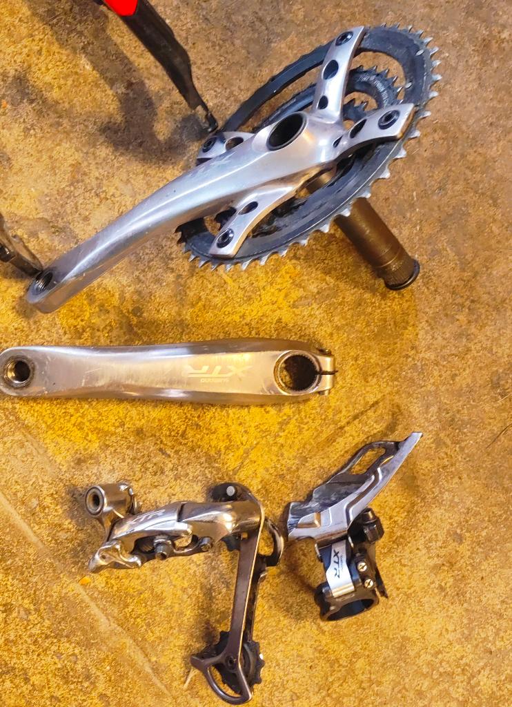Groupe xtr Shimano 3x9, Gebruikt, Oldtimerfiets, Aluminium, Shimano