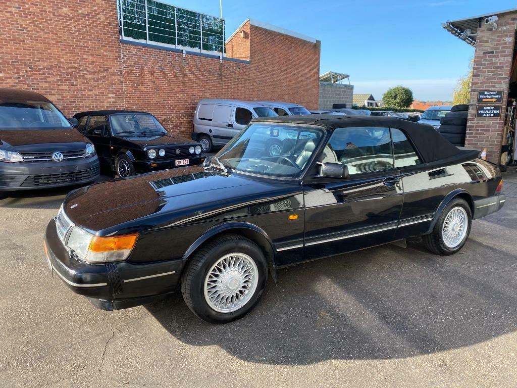 Saab 900 Turbo Cabrio Rare Black/black edition 11/1992, Auto's, 90 kW, Lederen bekleding, Zwart, Cabriolet