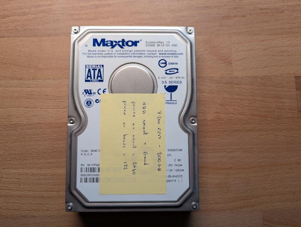 HDD Maxtor 3.5" 200GB, Maxtor, Intern, Gebruikt, Ophalen of Verzenden