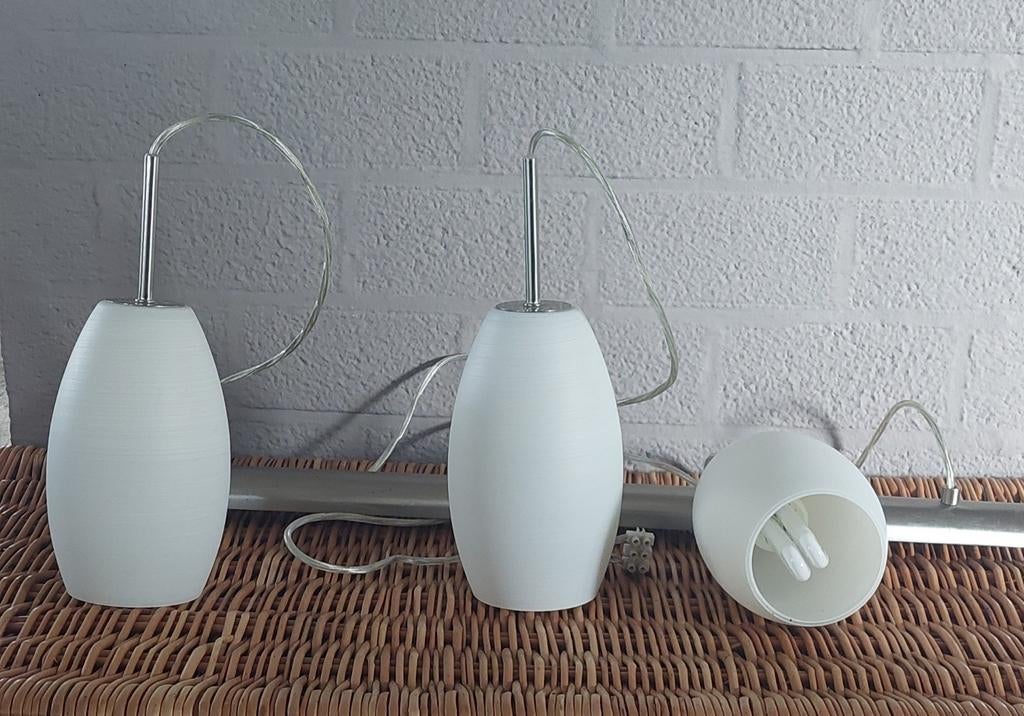 Inox balk met 3 lichtpunten luster, Ophalen