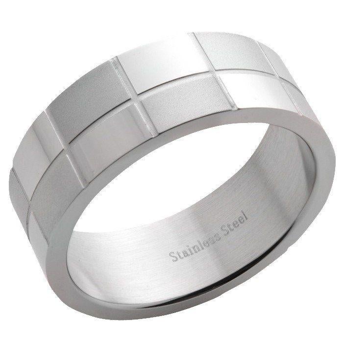 Bague pour homme en acier inoxydable mat/brillant - SOLDES !, Enlèvement ou Envoi, Neuf, Fer ou Acier, Homme