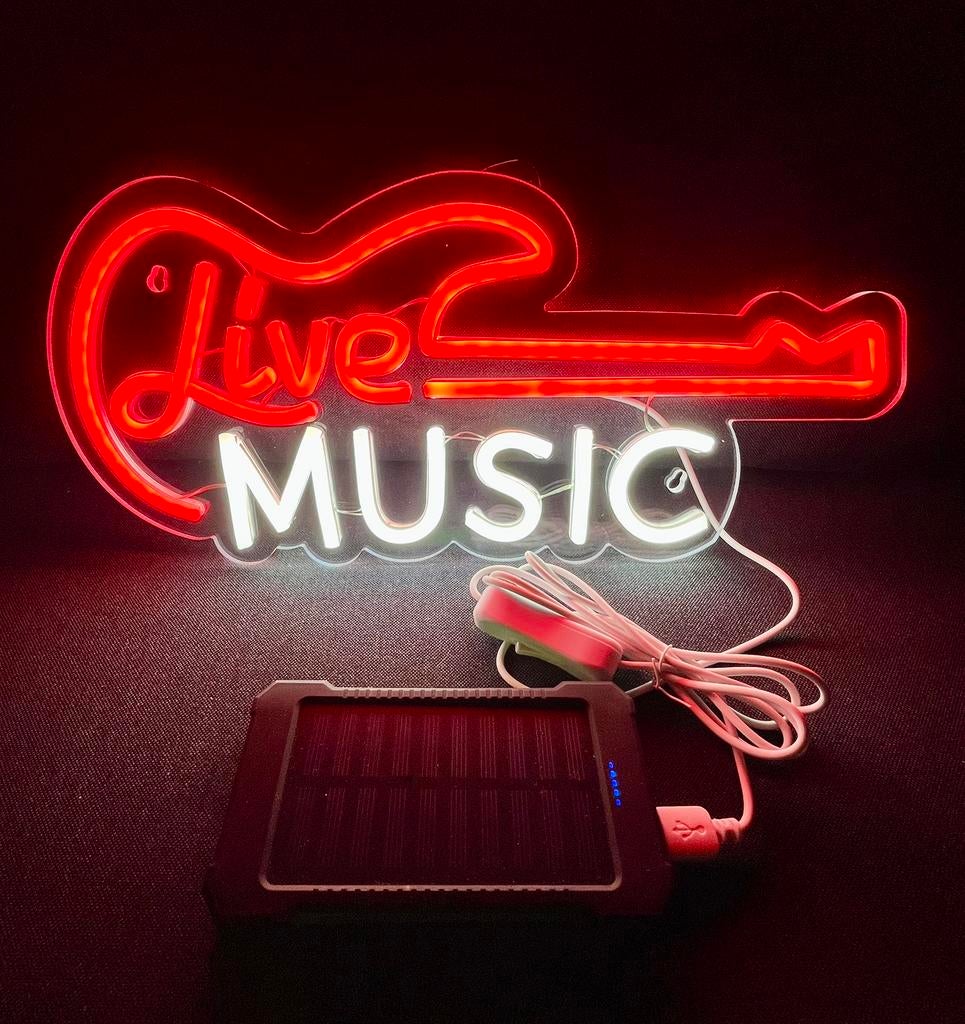 Neon light Live Music, Ophalen of Verzenden, Nieuw, Lichtbak of (neon) lamp