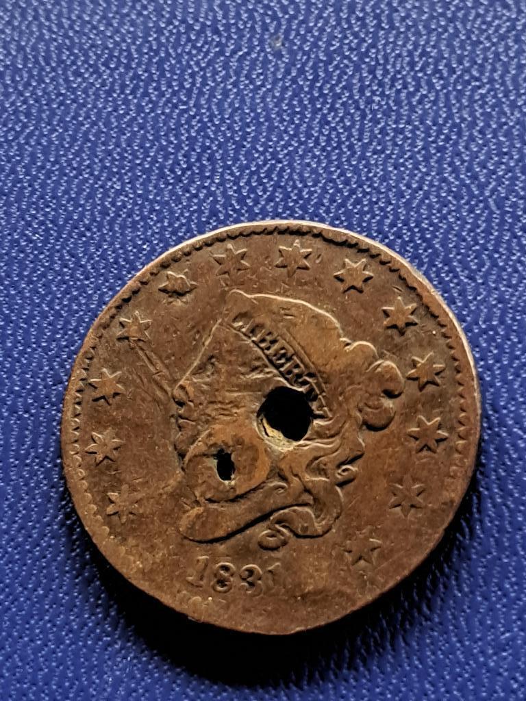 1831 USA 2 x 1 cent met gat medium en grote letters, Verzenden, Noord-Amerika, Setje