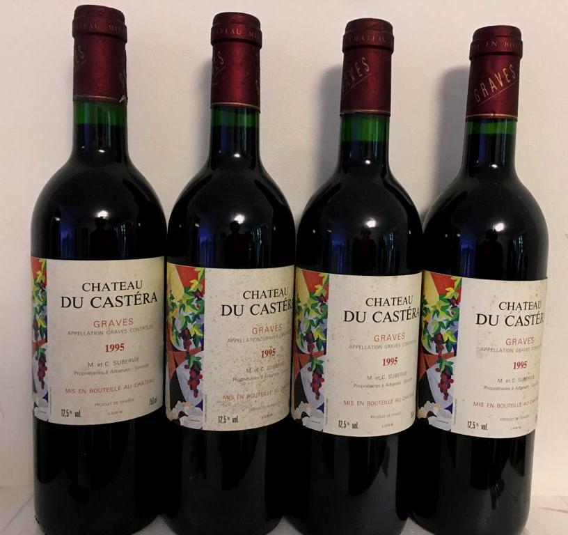 4 X Château du Castera 1995  - Graves - Parfait état !!, Enlèvement ou Envoi, Vin rouge