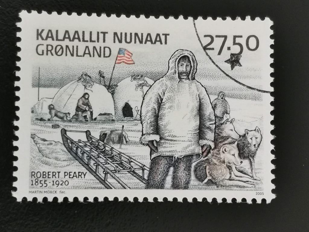 Groenland 2005 - Robert Peary, iglo, vlag, honden, slede, Ophalen of Verzenden, Denemarken, Gestempeld