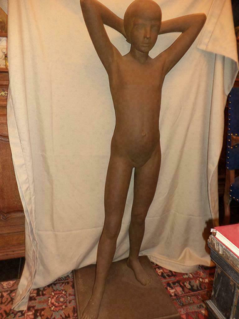 Adolphe DAENEN XL beeld meisje jong naakt enig exempl. 143cm, Ophalen
