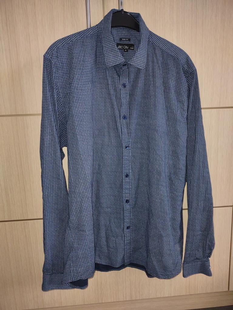 Mooi donkerblauw herenhemd Slim Fit - JBC - XL, Kleding | Heren, Overhemden, Ophalen, Zo goed als nieuw, Blauw, JBC