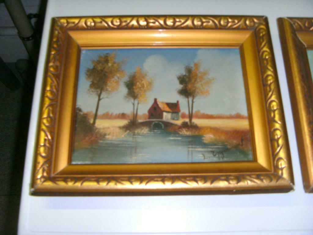 twee schilderijtjes van D;Eggermont 0.35x0.25, Moins de 50 cm, Enlèvement, Utilisé, Autres matériaux