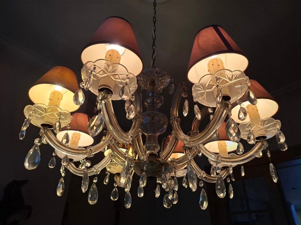 Plafond Kroonluchter luster, Enlèvement, Utilisé, Verre, Vintage, niet als huidige "vernieuwde" modellen