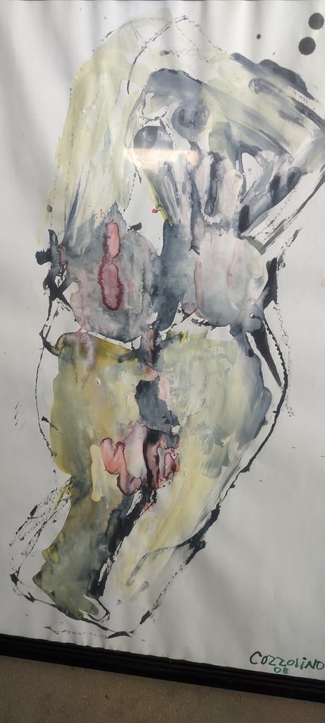 Moderne kunst erotisch schilderij Cozzolino in zwart kader, Antiek en Kunst, Kunst | Schilderijen | Modern, Ophalen of Verzenden